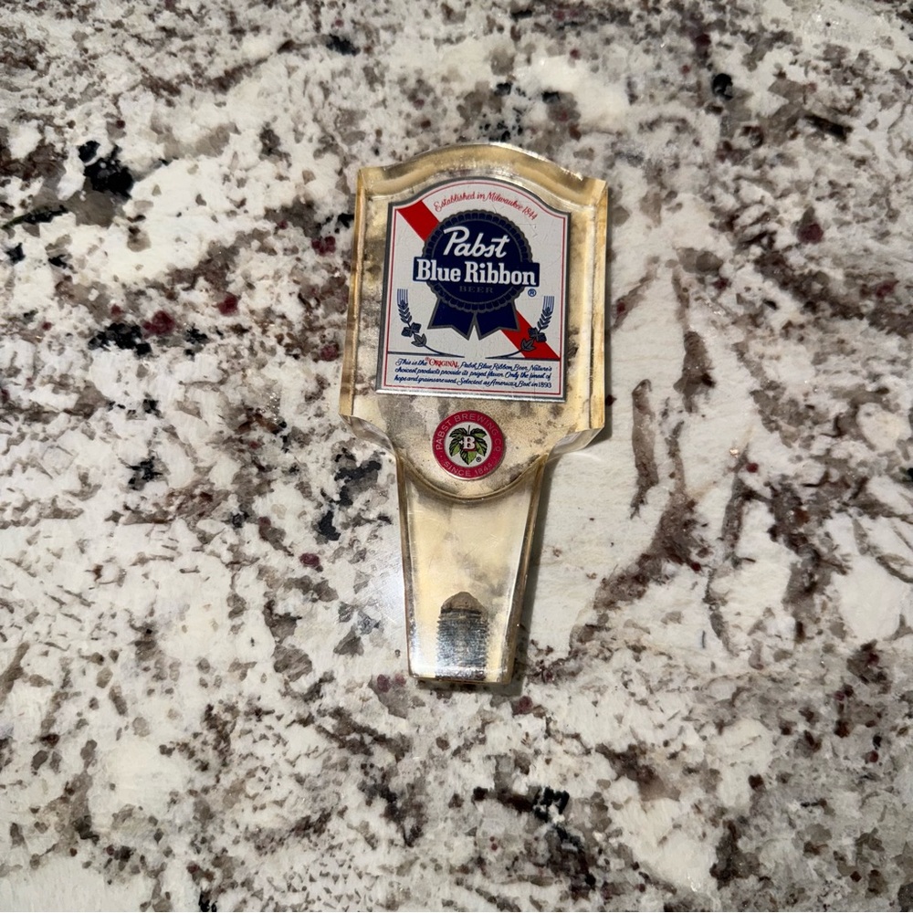 Vintage Pabst Blue Ribbon Beer Clear Lucite Tap Handle Two-Sided